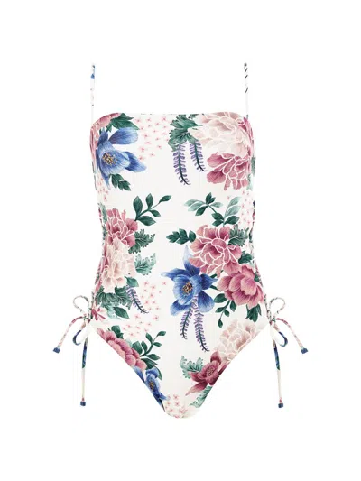 Agua Bendita Posh Ivy Lace Up Swimsuit In Multi