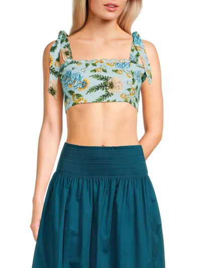 Agua Bendita Women's Rhea Aine Floral Crop Top In Neutral
