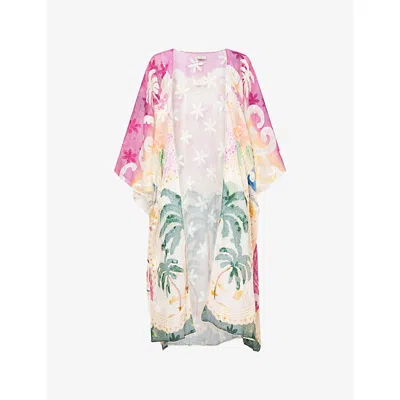 Agua Bendita Womens Multicolor Atzi Printed Cotton Beach Cover-up