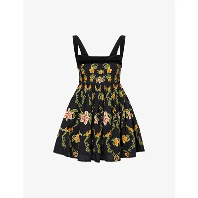 Agua Bendita Womens  Barbara Cordillera Floral Cotton Mini Dress In Multi