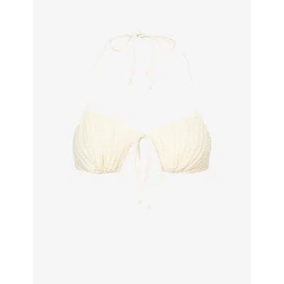 Agua Bendita Womens Ivory Catina Crochet Bikini Top In White
