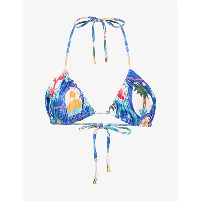 Agua Bendita Womens Multi Alina Valle Reversible Bikini Top In Blue