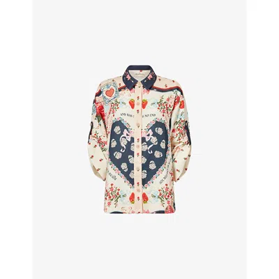 Agua Bendita Womens Multicolor Chrissy Cherish Mix-print Cotton Shirt