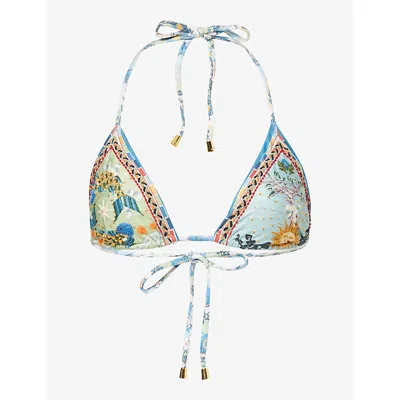 Agua Bendita Womens Multicolor Lolita Solstice Bikini Top In Blue