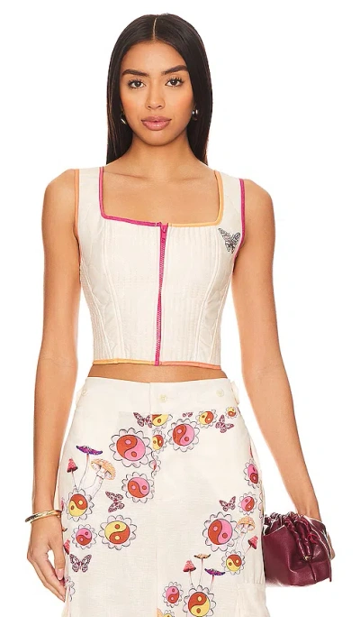 Agua Bendita X Revolve Connie Crop Top In 多蝴蝶印花