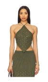Agua Bendita X Revolve Flower Top In Sage