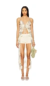 Agua Bendita X Revolve Saphiro Long Top In Green Ivory Floral