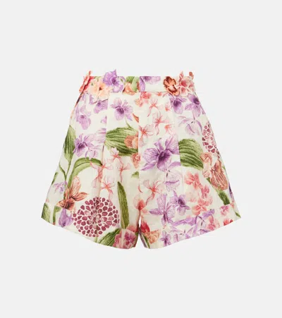 Agua By Agua Bendita Floral High-rise Linen Shorts In Multi