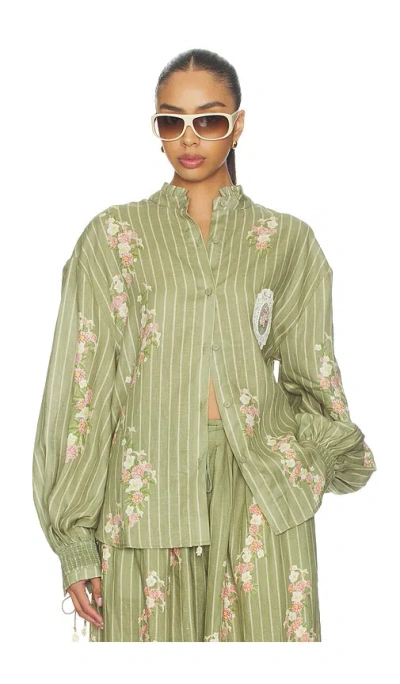 Agua By Agua Bendita Abadia Button Up Shirt In Green