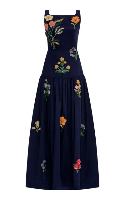 Agua By Agua Bendita Abeja Isolda Cotton Maxi Dress In Blue