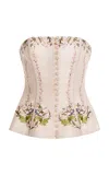 Agua By Agua Bendita Abelia Anhelo Printed Linen Cropped Top In Pink