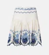 Agua By Agua Bendita Acai Embroidered Floral Linen Miniskirt In White