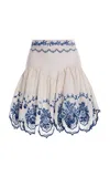 Agua By Agua Bendita Acaí Embroidered Linen Mini Skirt In Ivory