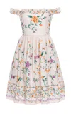 Agua By Agua Bendita Achiote Printed Cotton Poplin Mini Dress In Ivory