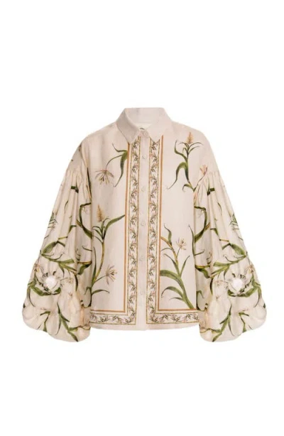 Agua By Agua Bendita Agar Azucar Floral-print Linen Shirt In Multi