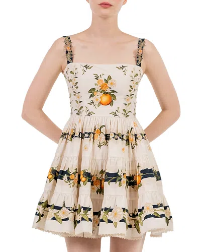 Agua By Agua Bendita Lima Valle Floral-print Tiered Mini Dress In Multi