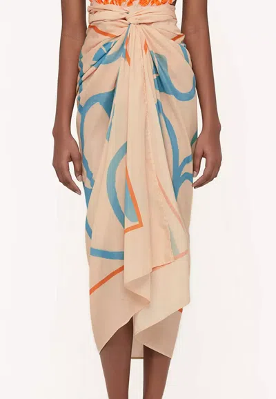 Agua By Agua Bendita Agua Bendita Sarong Wrap Skirt In Pink | All-over Print, Tie At The Waist, Pouch Included | Womens B