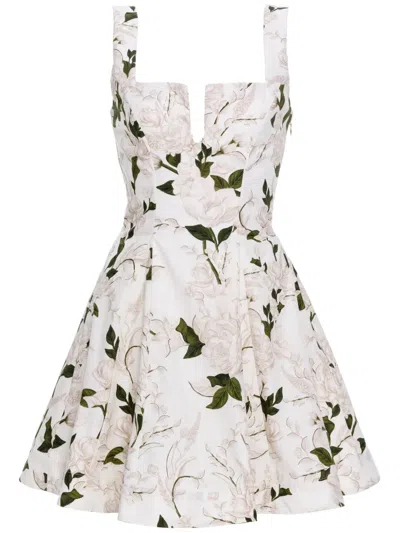 Agua By Agua Bendita Agua Gardenia Printed Cotton Mini Dress In White