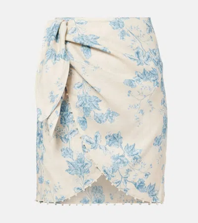 AGUA BY AGUA BENDITA AGUSTINA PRINTED LINEN BEACH COVER-UP
