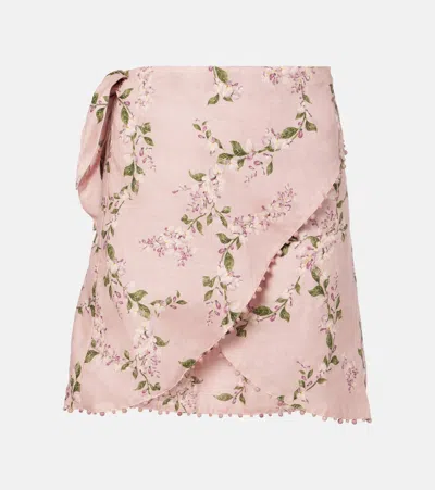 Agua By Agua Bendita Agustina Wisteria Floral Linen Beach Cover-up In Pink