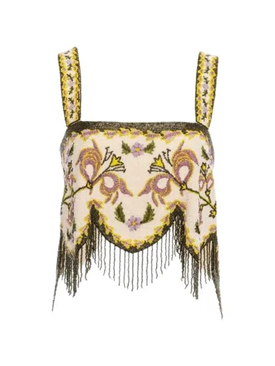 Agua By Agua Bendita Aida Aura Beaded Top In Multi