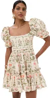 Agua By Agua Bendita Alaria Puff-sleeve Cotton Minidress In Multicolor