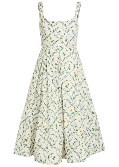Agua By Agua Bendita Alcaparra Floral-print Cotton Midi Dress In Multi