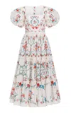 Agua By Agua Bendita Alga Embroidered Cotton Midi Dress In Ivory