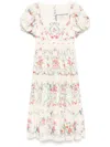 Agua By Agua Bendita Alga Floral Cotton Poplin Midi Dress In Nude