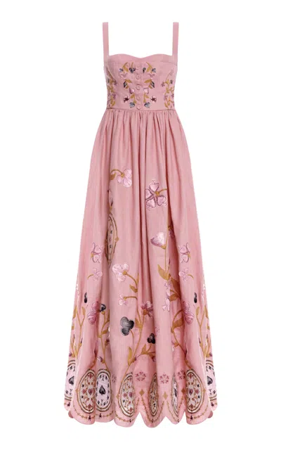 Agua By Agua Bendita Alquimia Hechizo Linen Maxi Dress In Multi