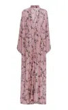 Agua By Agua Bendita Amada Floral Linen Robe In Light Pink