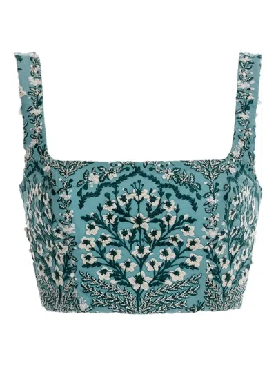 Agua By Agua Bendita Amanda Ceiba Square-neck Top In Blue