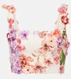 Agua By Agua Bendita Amanda Floral-appliqué Linen Crop Top