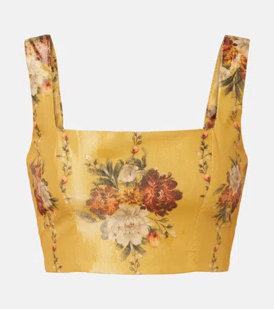 AGUA BY AGUA BENDITA AMANDA FLORAL COTTON-BLEND CROP TOP