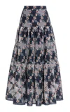 Agua By Agua Bendita Anis Anhelo Embroidered Linen Maxi Skirt In Animal Print