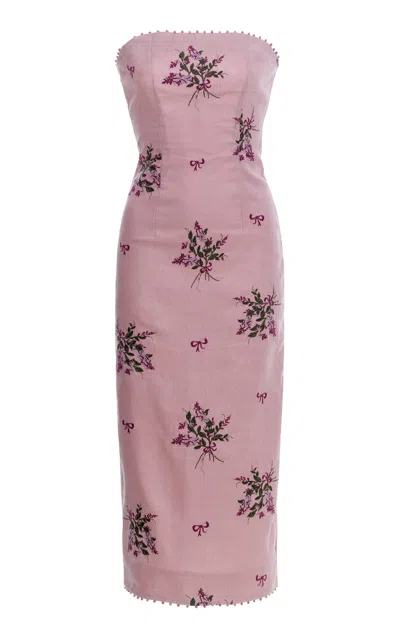 Agua By Agua Bendita Armonia Strapless Linen Midi Dress In Light Pink