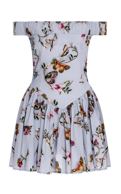 Agua By Agua Bendita Arpa Orquidea Cotton Mini Dress In Multi