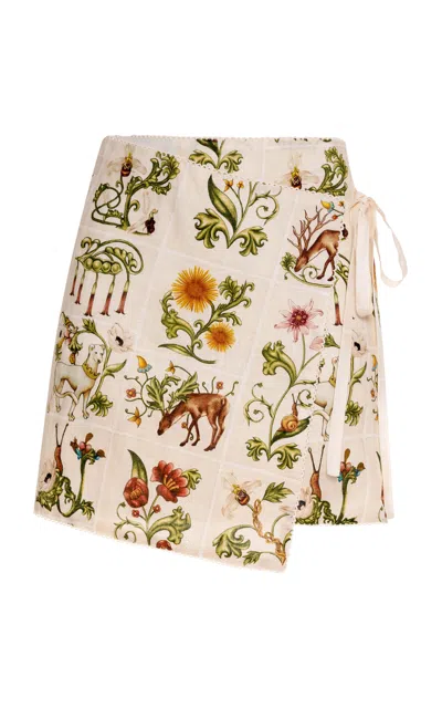 Agua By Agua Bendita Arte Tristan Linen Wrap Mini Skirt In Neutral
