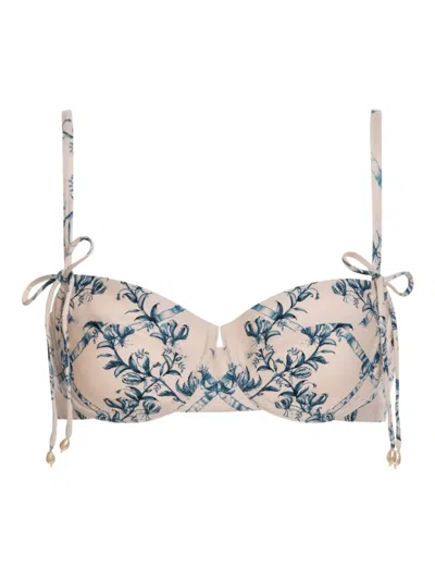 Agua By Agua Bendita Asaí Wild Floral-print Tie-detail Bikini Top