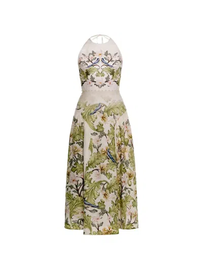 Agua By Agua Bendita Balsa Anhelo Embroidered Halter-neck Midi Dress In Multi