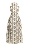 Agua By Agua Bendita Balsa Embroidered Linen Midi Dress In Neutral