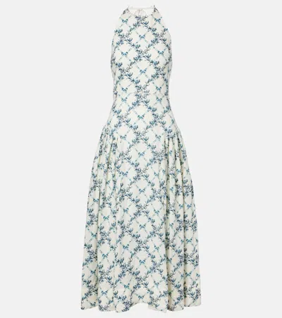 AGUA BY AGUA BENDITA BALSA OPEN-BACK LINEN MIDI DRESS
