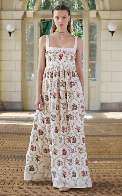 Agua By Agua Bendita Barbara Floral Linen Maxi Dress In Multicolour