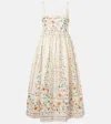 Agua By Agua Bendita Barbara Floral Linen Midi Dress In Multi