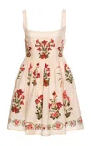 Agua By Agua Bendita Barbara Floral Linen Mini Dress In Multi