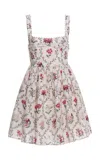 Agua By Agua Bendita Barbara Floral Linen Mini Dress In White