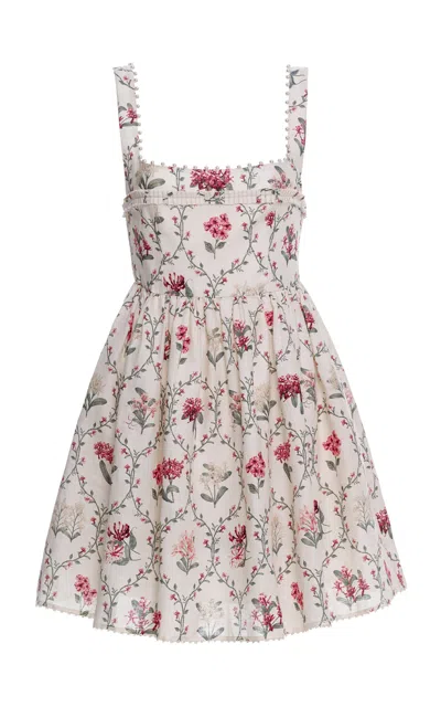 Agua By Agua Bendita Barbara Floral Linen Mini Dress In Multicolour
