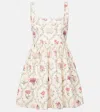 Agua By Agua Bendita Barbara Multicolor Short Dress With All-over Floral Embroidery In Linen Woman In Multicoloured