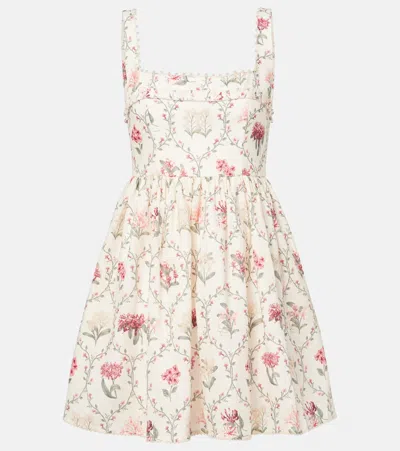 AGUA BY AGUA BENDITA BARBARA FLORAL LINEN MINIDRESS