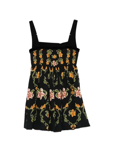 Agua By Agua Bendita Barbara Floral Mini Dress In Black